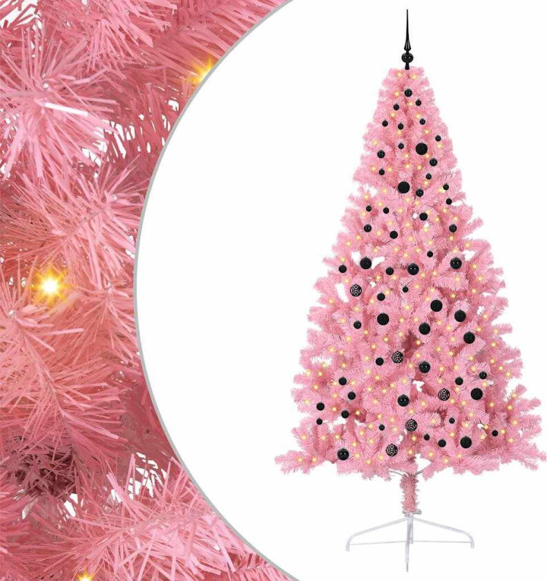 Kunstig Forhåndsopplyst Juletre med 300 LED Rosa 240 cm PVC