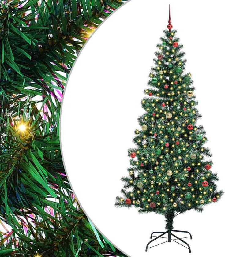 Kunstig Forhåndsopplyst Juletre grønn 240cm PVC og metall