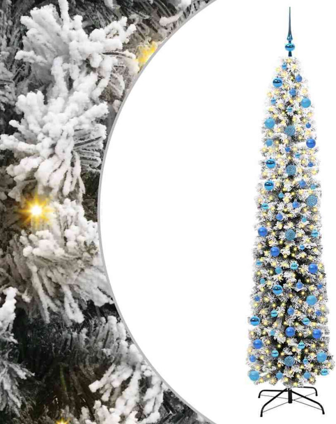 Kunstig juletre med 300 LED grønn 240 cm PVC og stål og plast