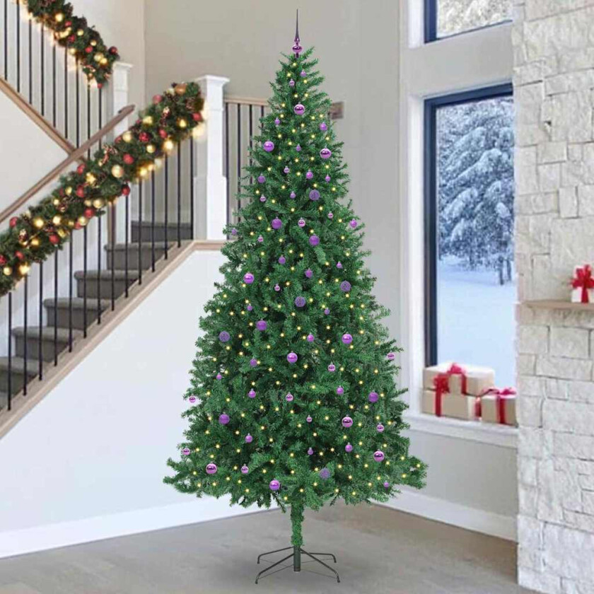 Kunstig juletre med 300 LED grønn 300 cm PVC og metall og plast