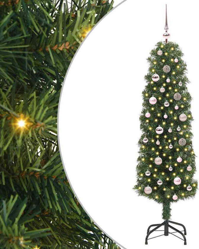 Kunstig juletre med 150 LED grønn 150 cm PVC og stål og plast