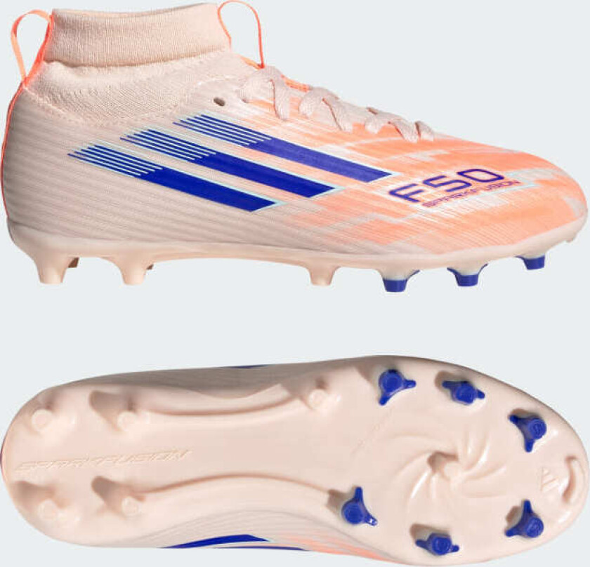 F50 Sparkfusion League Mid Cut Fg/ag Radiant Blaze - Oransje/lucid Blue/oransje Jente, størrelse 29