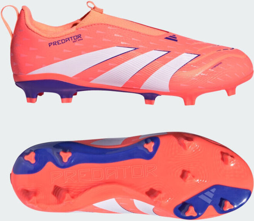 Predator League Laceless FG/AG Coral Blaze - Oransje/Fottøy Hvit/Oransje Barn, størrelse 38⅔