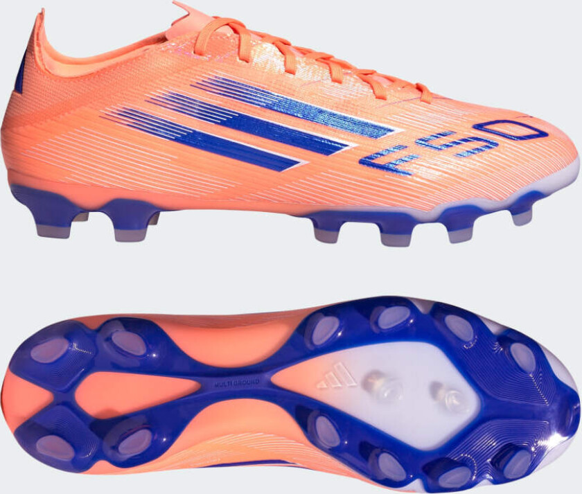 F50 Pro MG Coral Blaze - Oransje/Lucid Blue/Fottøy Hvit - Multi Ground (MG), størrelse 47⅓