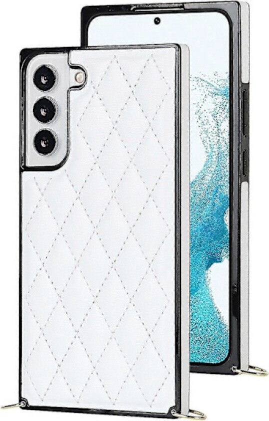 Etui Kompatibelt Med Samsung Galaxy S22 Ultra, Diamantgitter Preget PU Lærdeksel