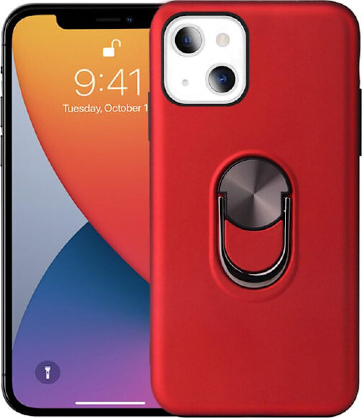 iPhone 13 Mini Hybrid Deksel Med Fingerring - Rød