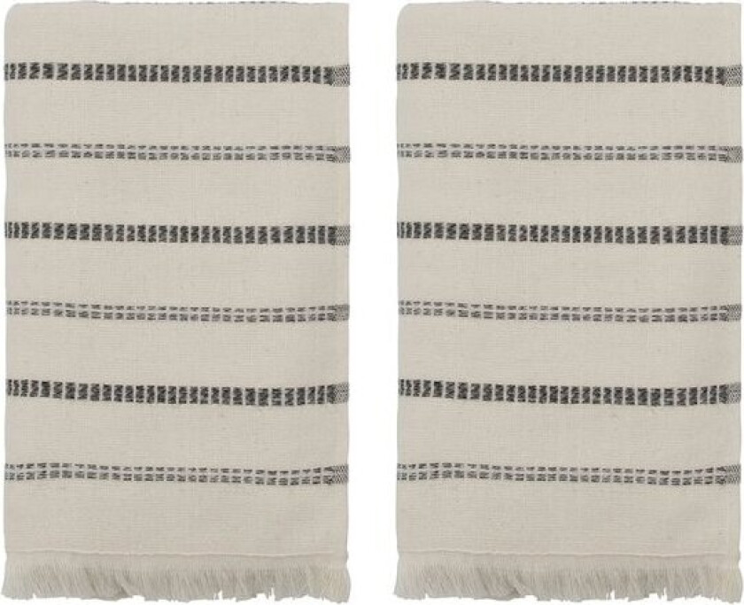Håndkle 50x100 cm 2 stk offwhite/svart