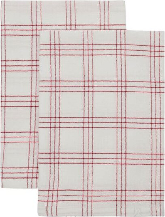 Chef kjøkkenhåndkle 50x70 cm 2 stk rød/hvit