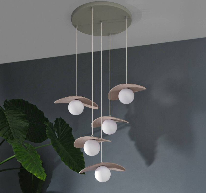 OSRAM hengelampe Decor Pearl, 5 lyskilder, beige, filt, G9