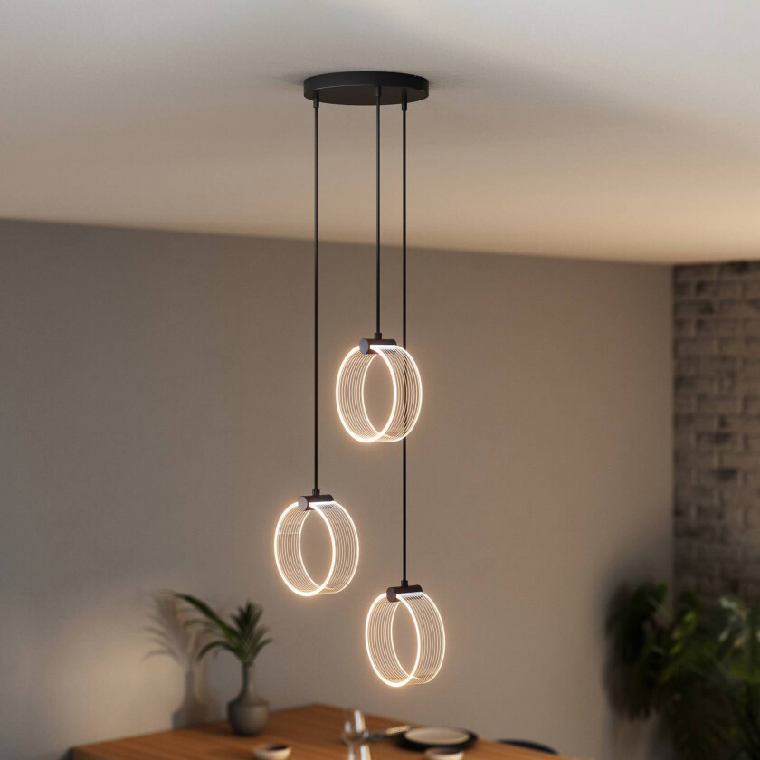 OSRAM LED-hengelampe Decor Circle, 3 lyskilder rund, CCT, svart