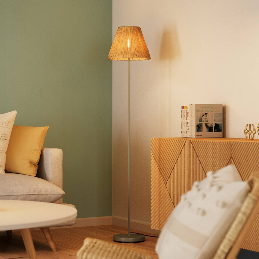 OSRAM gulvlampe Decor Raffia, 1 lyskilde, naturfarget bast, E27