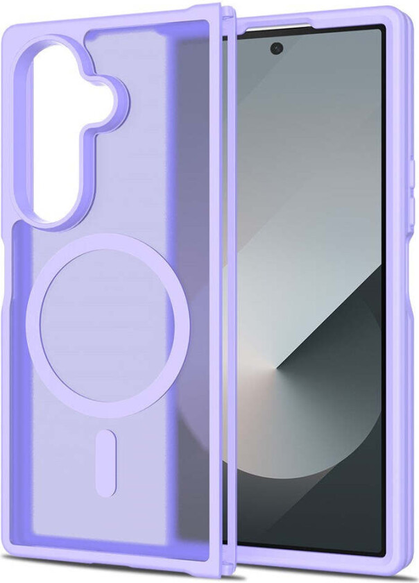 Samsung Galaxy Z Fold7 Matt Hybrid Deksel - MagSafe Kompatibel - Gjennomsiktig / Lilla