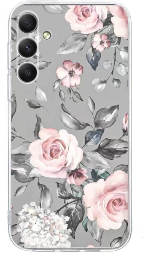Vibe Samsung Galaxy A16 deksel - Blomster Med Grå Bakgrunn