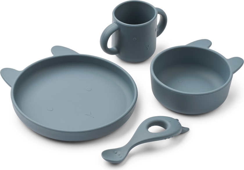 Vivi Silikontallerkener I Sett Rabbit Whale Blue Rabbit Whale Blue-One Size Blå One Size 4 M+ unisex