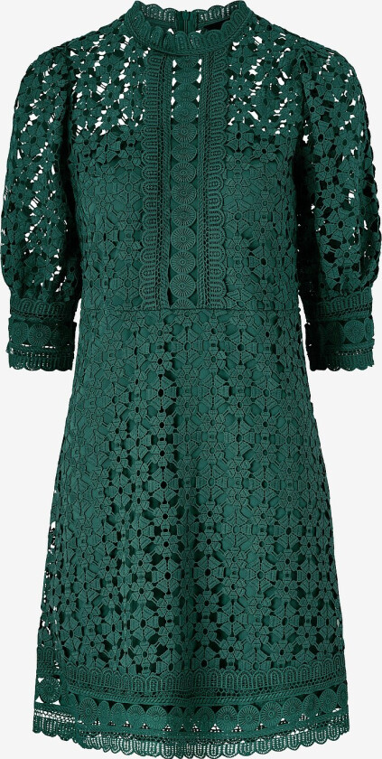 Kjole i blonde med 3/4 lange ermer - Grønn