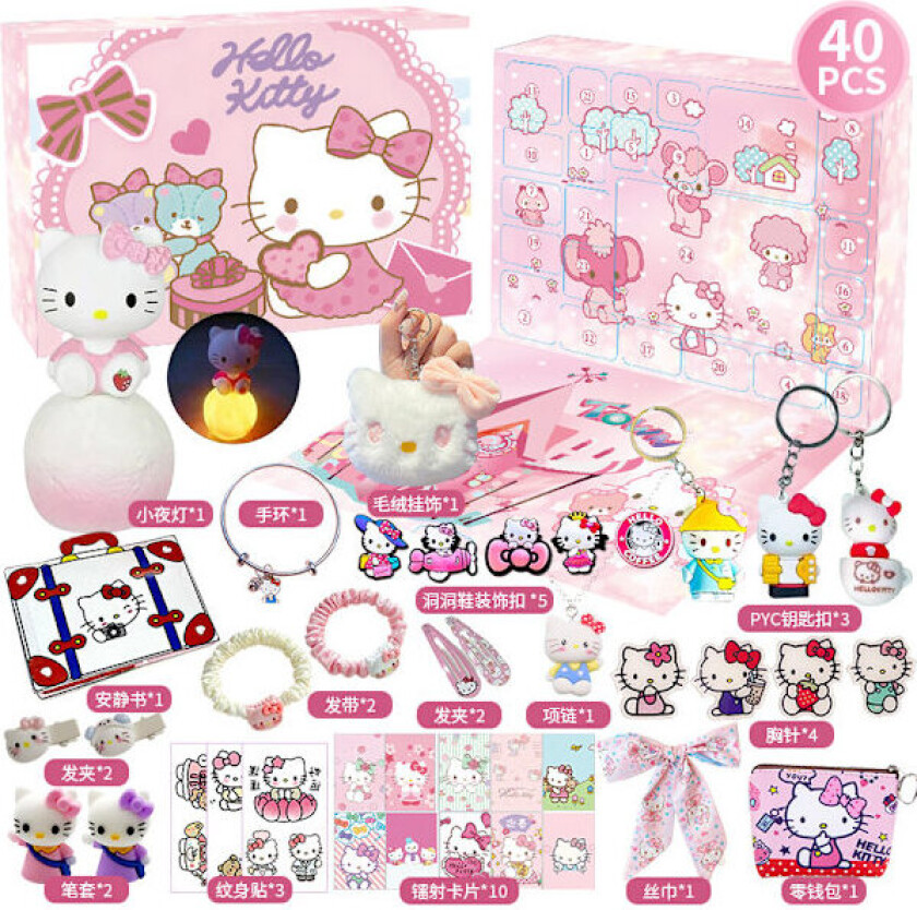 2025 Adventskalender Sanrio HelloKitty Kalender Blind Box, 24 dager Jule-nedtellingsgave, Adventskalender Overraskelsesgave for barn HelloKitty