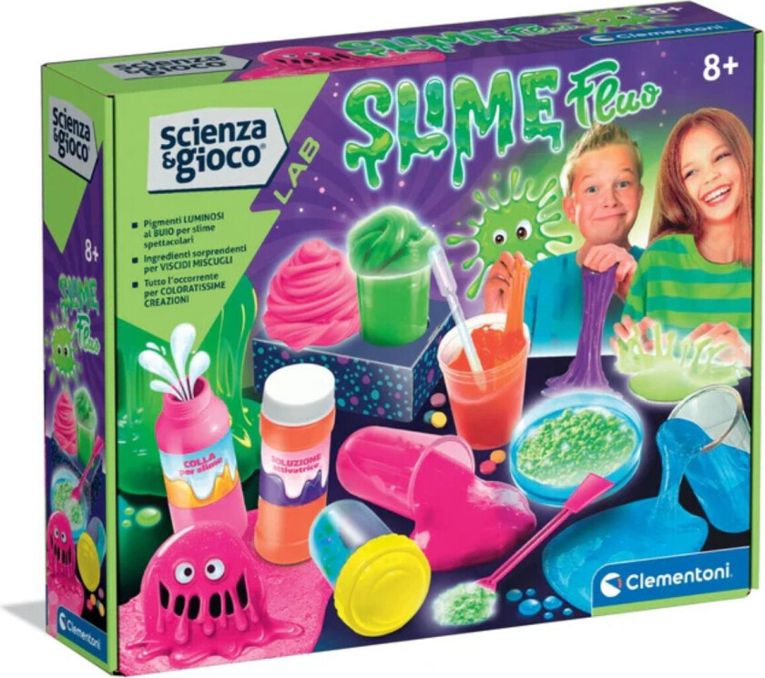 Fluo Slime Sett - Morsomt og lærerikt kjemiset for barn (8+år)