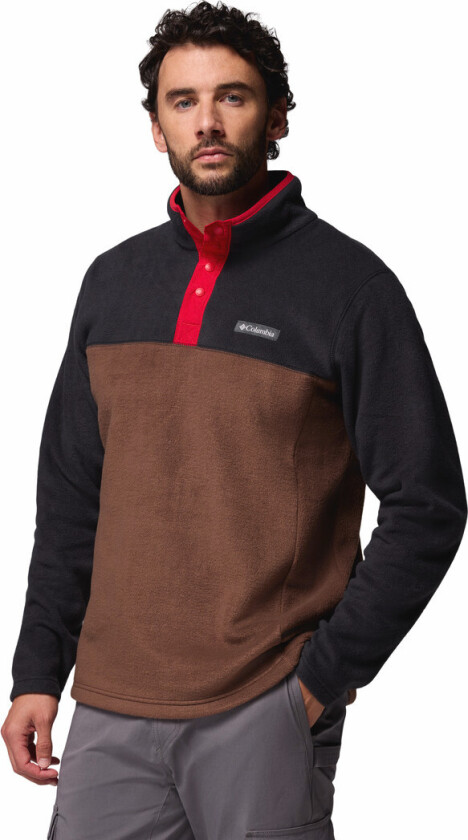 Men's Steens Mountain Half Snap II Fleece Pullover Tobacco, Black, Mountain Red