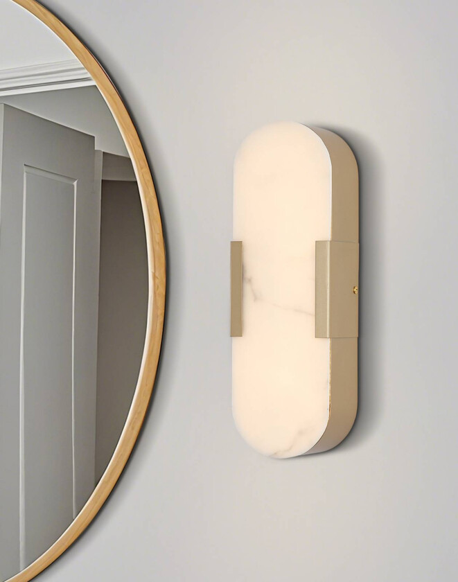 LED-vegglampe til bad Opaline Høyde 35 cm gullfarget metall/harpiks