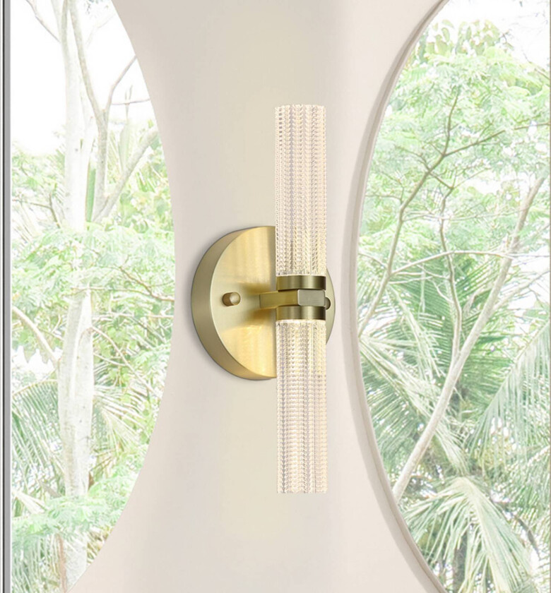 LED-vegglampe til bad Aberdeen, høyde 34 cm, messingfarget 2 lyskilder