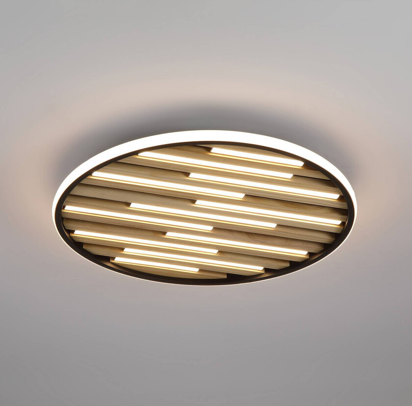 LED-taklampe Equalise, Ø 49 cm, svart/lysbrun, metall