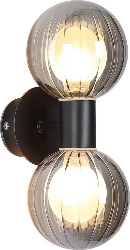 Vegglampe til bad Lumisphere, svart/røykgrå Høyde 28 cm 2 lyskilder