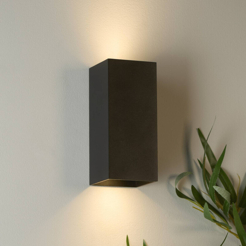 Vegglampe London Square, svart, høyde 15 cm, metall, 2 lyskilder