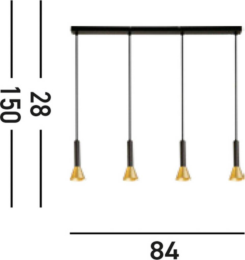 Hengelampe Signal, lengde 84 cm, svart/gullfarget, metall