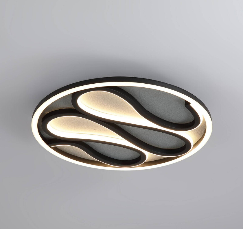 LED-taklampe Zendisc, motiv dråpe, Ø 39 cm, svart