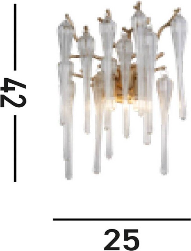 Vegglampe Heritage, bredde 25 cm, gullfarget/klar, glass