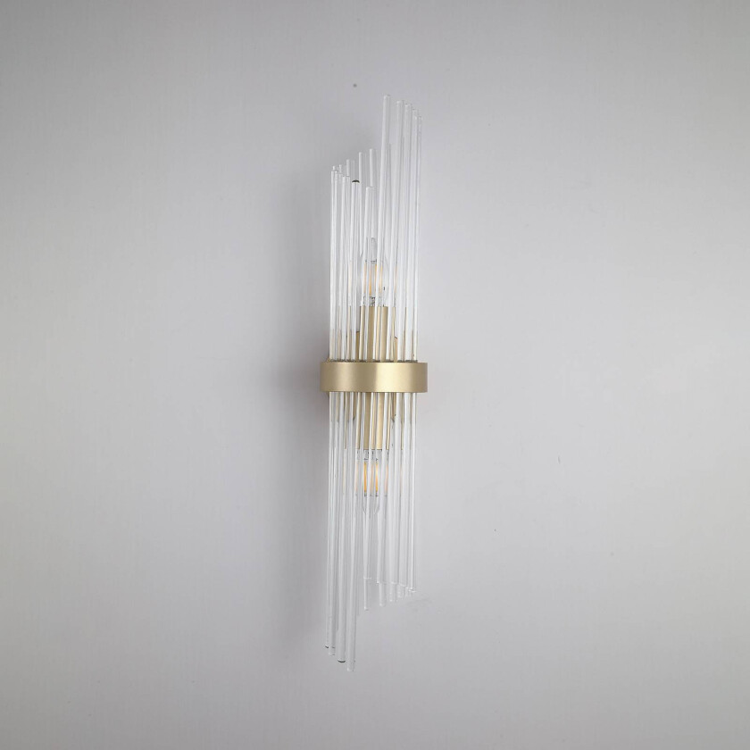 Vegglampe Lara, høyde 56 cm, gullfarget/klar, glass/metall