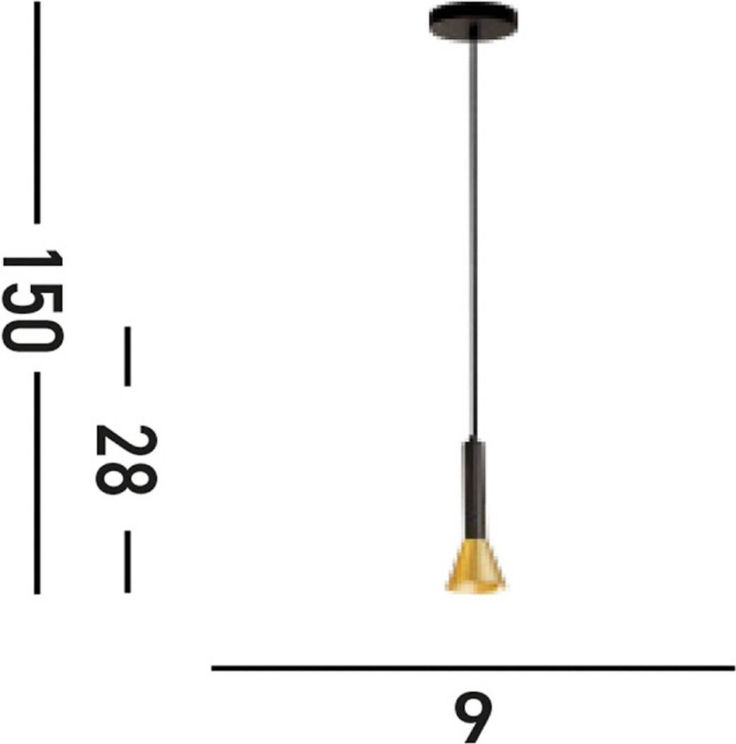 Pendellampe Signal, Ø 9 cm, svart/gullfarget, metall