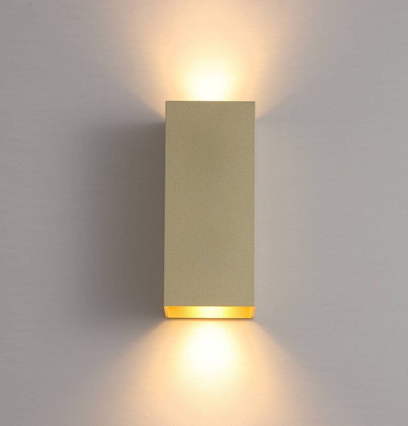 Vegglampe London Square, gullfarget, høyde 15 cm, 2 lyskilder