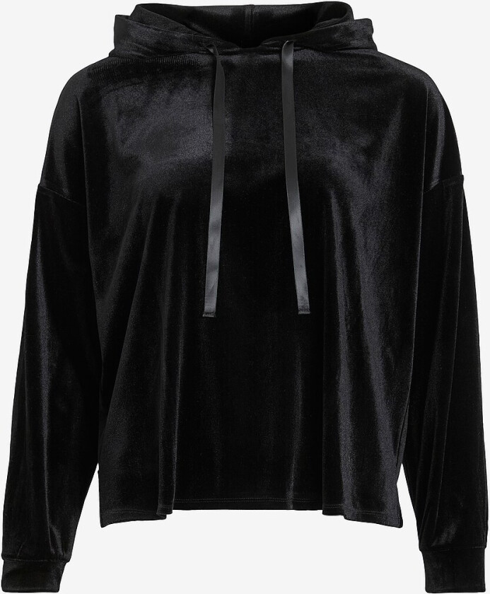 Hettegenser viEmily L/S Velvet Hoodie/r - Svart
