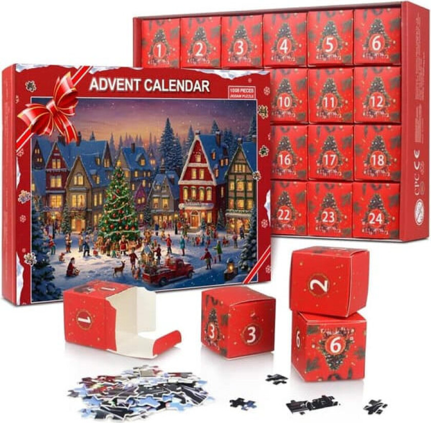 Puslespill Adventskalender 2025 – 24 Dager med 1008 Puslespillbrikker, Julekalender for Barn