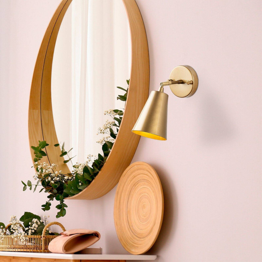 Vegglampe Evander, gull, metall, høyde 21 cm, E27