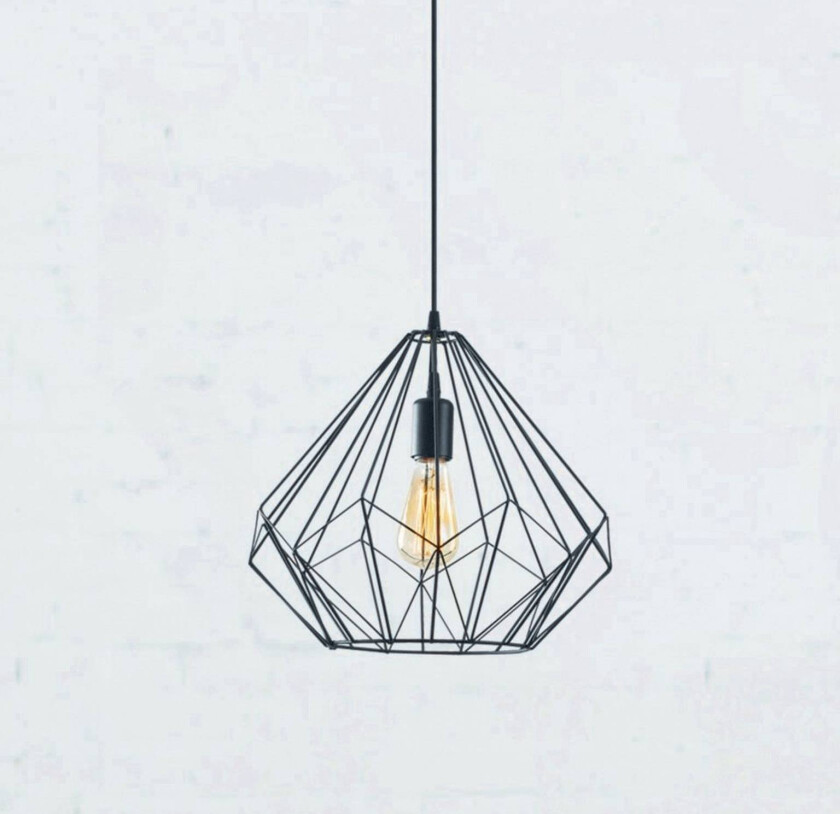 Hengelampe Diamond, svart, metall, Ø 37 cm, E27