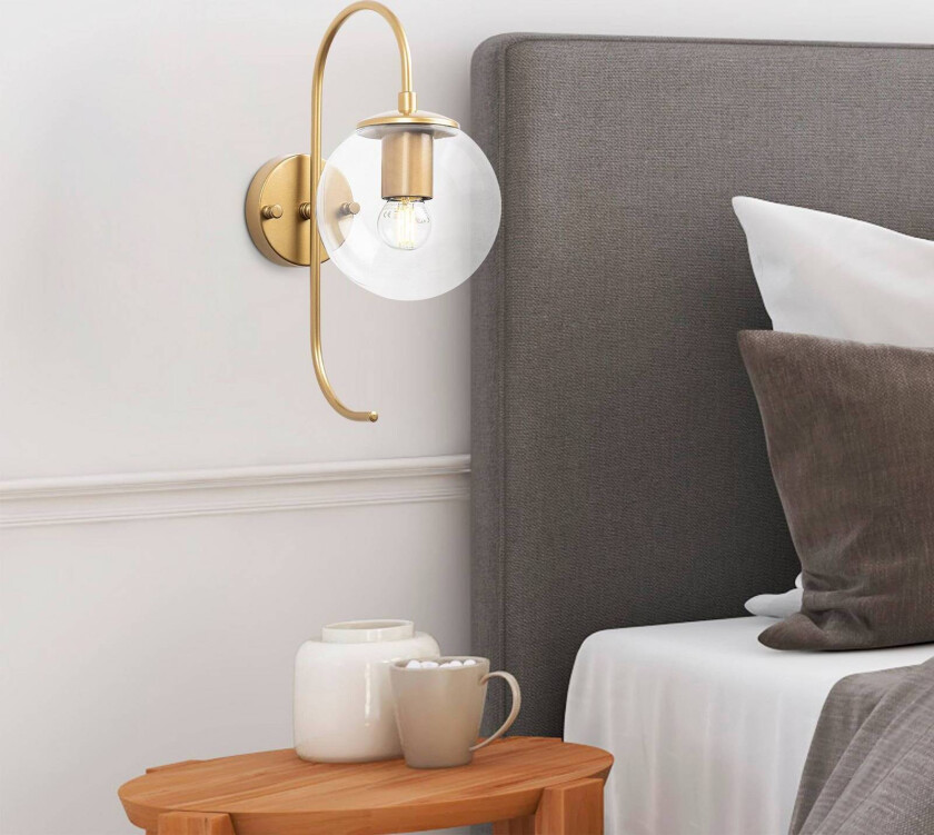 Vegglampe Jewel, gullfarget, glass, høyde 36 cm, E14