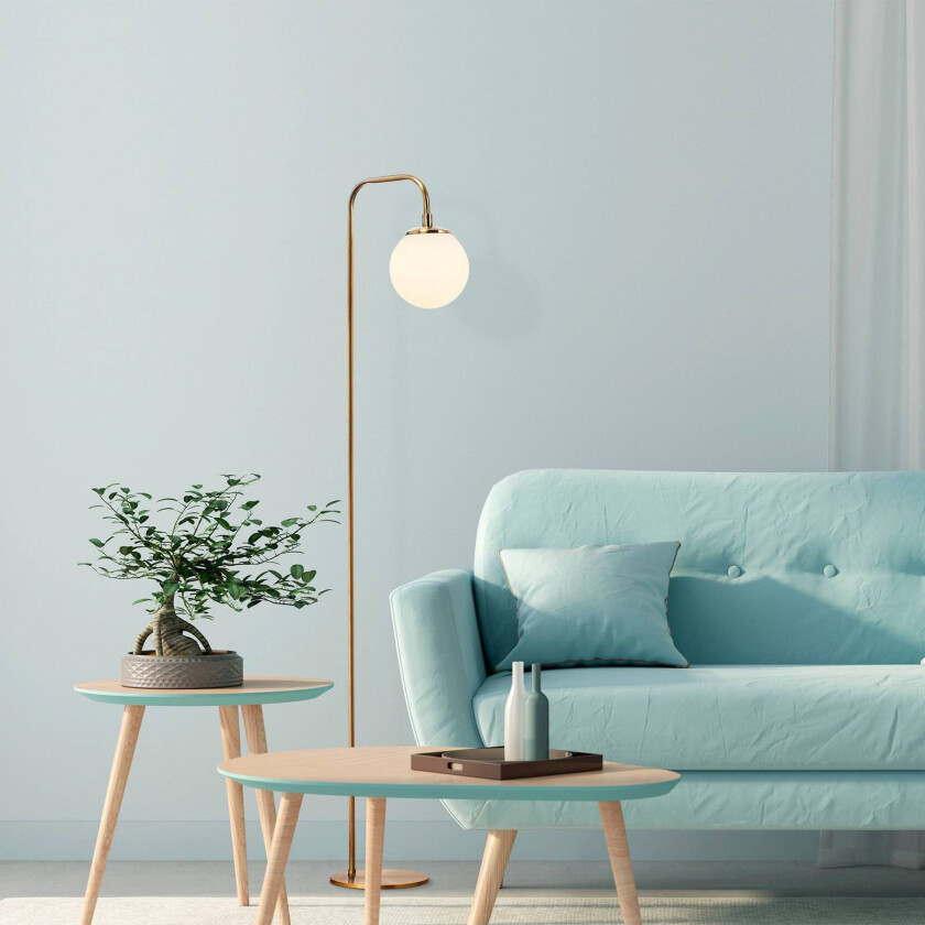 Gulvlampe Viran, antikk gull, glass, høyde 146 cm, E14