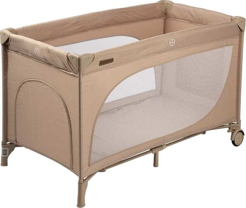 Travel cot with opening and wheels - Khaki - 124 x 65 x 75 cm