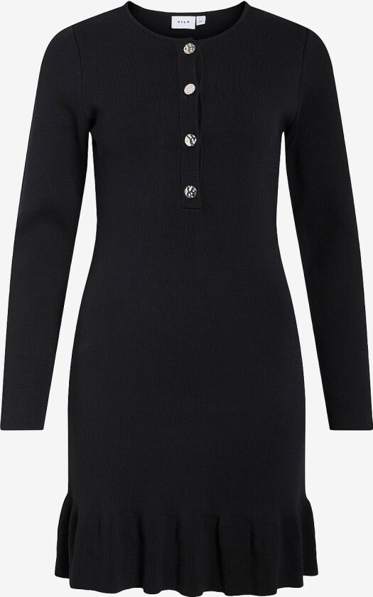 Kjole viSway O-neck L/S Short Knit Dress/ - Svart
