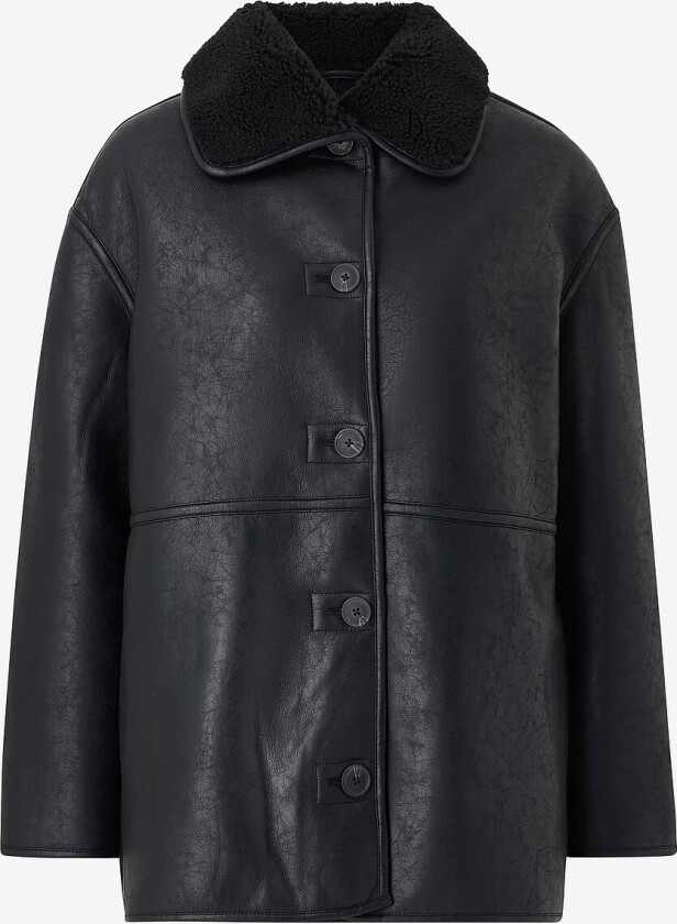 Jakke Bonded pu Teddy Jacket - Svart