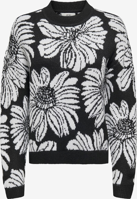 Pullover jdySigne L/S O-neck Flower Jacq - Svart