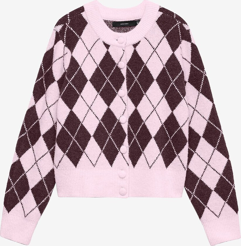 Kardigan vmHalo LS O-neck Argyle - Rosa