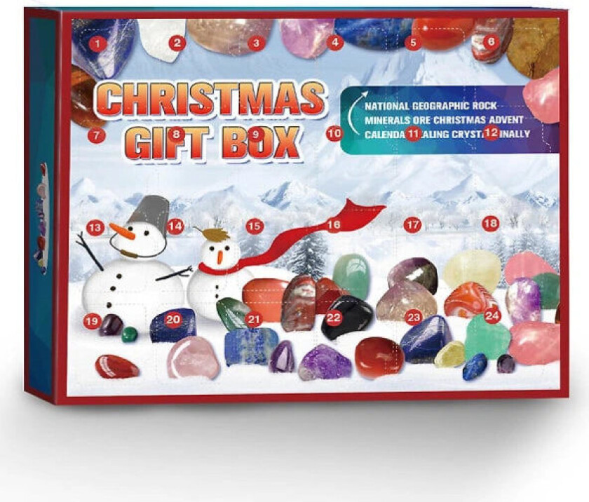 Jul Naturlig Helbredende Krystall Mineral Stein 24 Dagers Nedtelling Adventskalender Jule Blindboks Festgaver For Barn