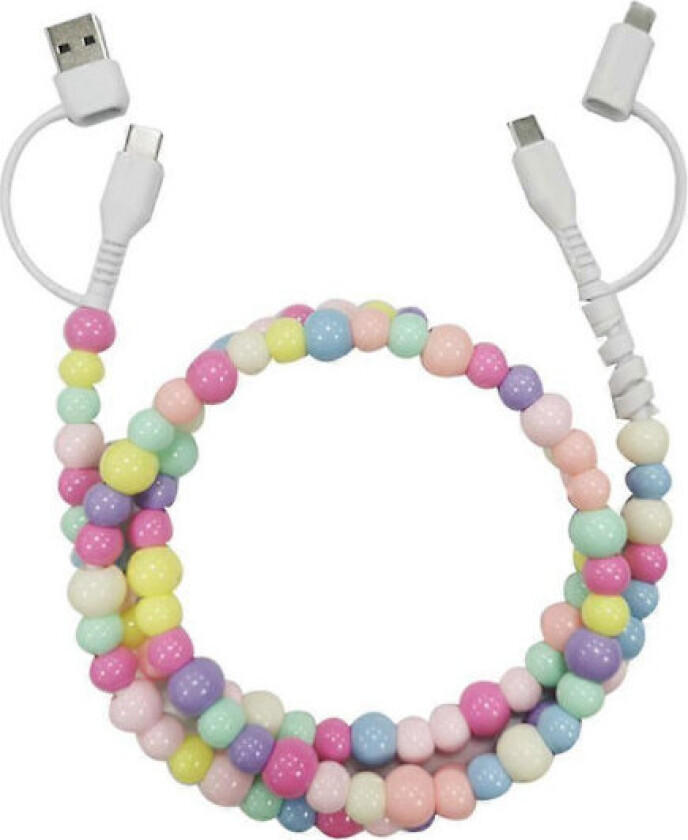 Ladekabler med perler, 4-i-1 ladekabel med perler Hurtigladekabel fargede perler