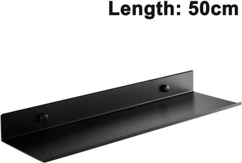 Metall Vegghylle Dusjhylle Baderom Aluminium Vegghylle Dusjhylle Dekorativ Flytende Hylle for Soverom Kjøkken Svart 50 cm