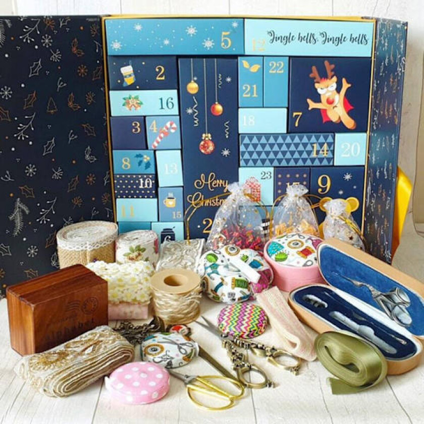 Julekalender 2023 - 24 dager med sytilbehør, overraskelsesgaver og julemoro