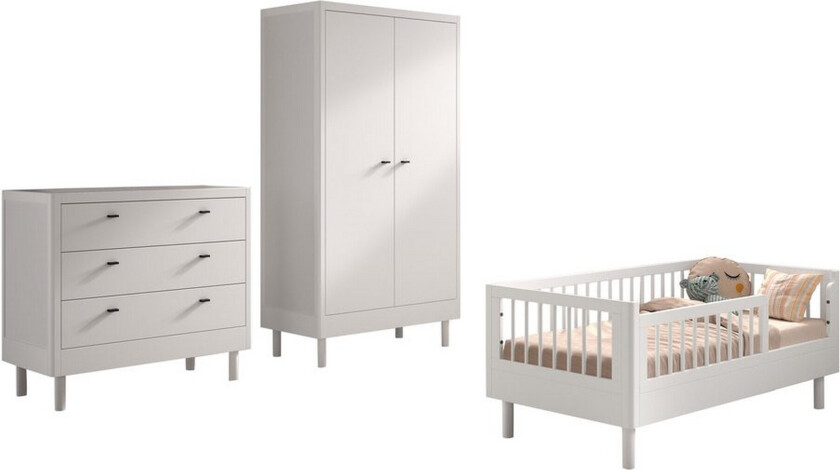 Bilde av Juniorseng med kommode og garderobe Forrest Hvit bøk - Hvit bøk