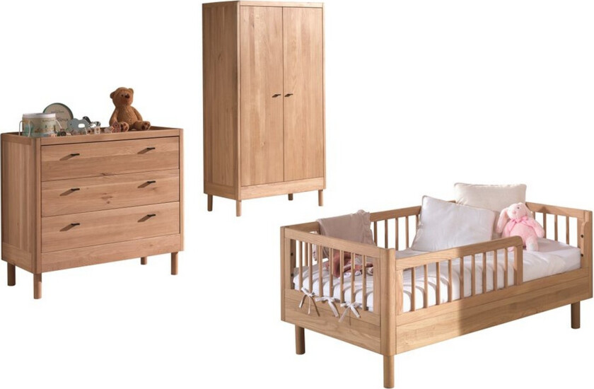 Juniorseng med kommode og garderobe Forrest Eik - Eik